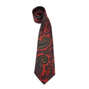 Polo Ralph Lauren Hand Made Italy Silk Tie Red Paisley Classic 3" Width